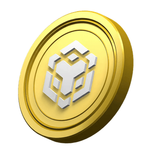Koin Binance BNB sebagai elemen dekoratif di bagian kepercayaan komunitas